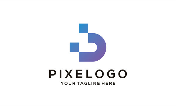 Letter B For Pixel Logo Template