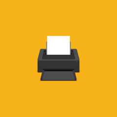 Flat printer icon vector isoalted on color background