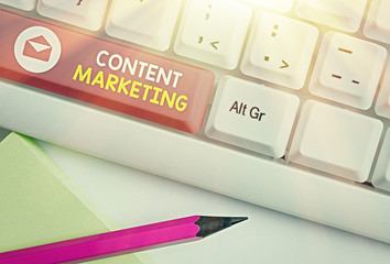Text sign showing Content Marketing. Business photo text Involves the creation and sharing of...