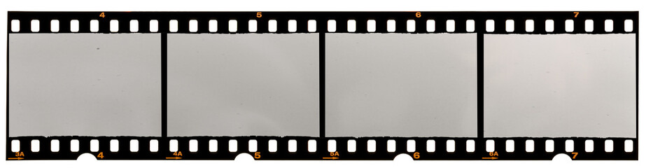 long 35mm filmstrip on white, picture placeholder with empty or blank frames.