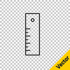 Black line Ruler icon isolated on transparent background. Straightedge symbol.  Vector Illustration