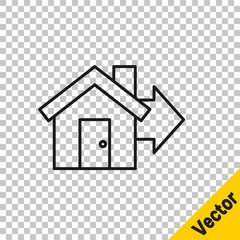 Black line Sale house icon isolated on transparent background. Buy house concept. Home loan concept, rent, buying a property.  Vector Illustration