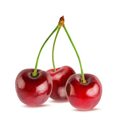 Fresh cherry isolated on white background with clipping path
