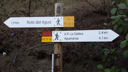 Wegweiser Ruta del Agua, La Caldera, Teneriffa