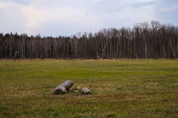 Flag in the middle of the meadow