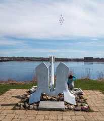 Canadian Forces Snowbirds perform a flypast during Operation Inspiration