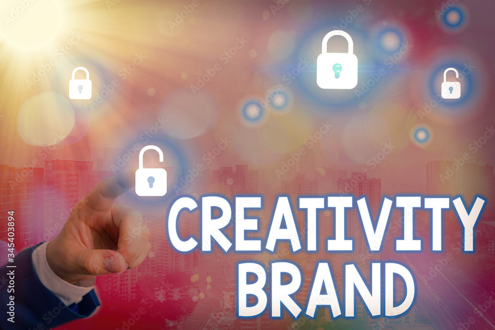 Poster text sign showing creativity brand. business photo text design name or feature that distinguishes or