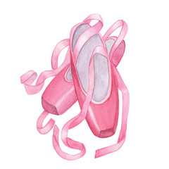 Ballet Shoes. Ballet pointe with ribbons. © Svitlana