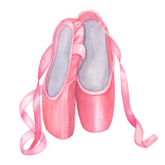 Ballet Shoes. Ballet pointe with ribbons. © Svitlana