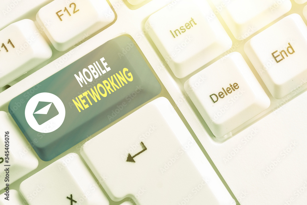 Poster handwriting text writing mobile networking. conceptual photo communication network where the last li