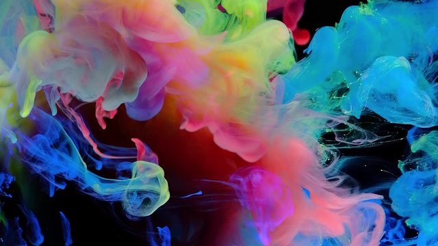 4K , Color paint drops in water , Colorful ink in water, 4K footage,