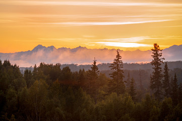 Morning fog over Cook Inlet, Nikiski, Alaska