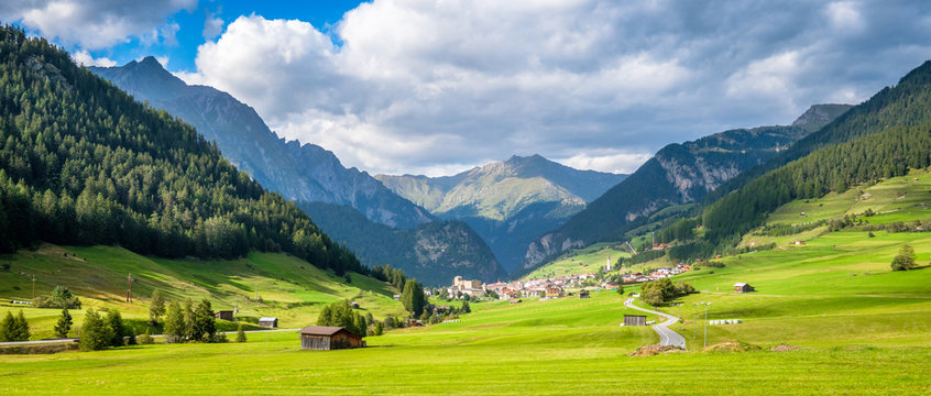 Mountains surrounding the Austrian village Nauders. Both Italy (the Italian region Alto Adige is connected by the Resia Pass) and Switzerland (the canton of Graub&uuml;nden) are close