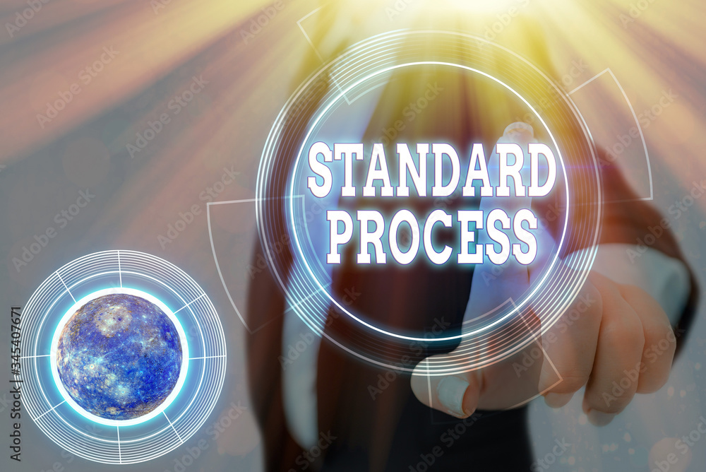 Poster conceptual hand writing showing standard process. concept meaning rules made to be matched with fina
