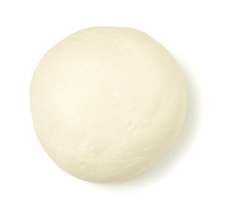 Fototapeta na wymiar Top view of fresh raw dough isolated on white. Close up