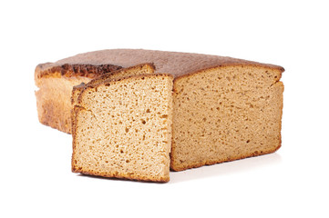 Rye dark bread isolated on the white