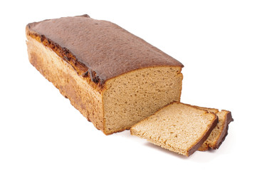 Rye dark bread isolated on the white