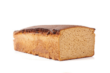 Rye dark bread isolated on the white