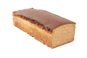 Rye dark bread isolated on the white