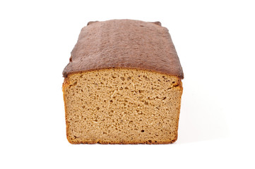 Rye dark bread isolated on the white