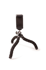 Universal smart phone tripod isolated on the white