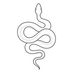 Hand drawing outline snake. Tattoo snake for Henna drawing and tattoo template. Vector illustration