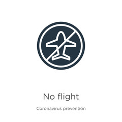 No flight icon vector. Trendy flat no flight icon from Coronavirus Prevention collection isolated on white background. Vector illustration can be used for web and mobile graphic design, logo, eps10