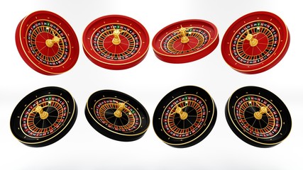 Red And Black Roulette Wheel With Golden Line - 3D Illustration