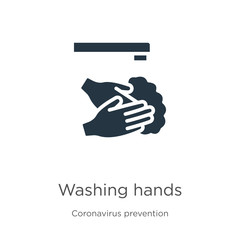 Obraz premium Washing hands icon vector. Trendy flat washing hands icon from Coronavirus Prevention collection isolated on white background. Vector illustration can be used for web and mobile graphic design, logo,
