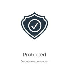 Protected icon vector. Trendy flat protected icon from Coronavirus Prevention collection isolated on white background. Vector illustration can be used for web and mobile graphic design, logo, eps10