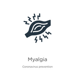 Myalgia icon vector. Trendy flat myalgia icon from Coronavirus Prevention collection isolated on white background. Vector illustration can be used for web and mobile graphic design, logo, eps10