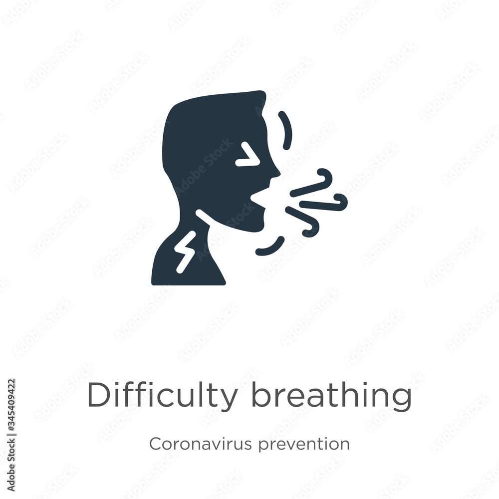 Poster difficulty breathing icon vector. trendy flat difficulty breathing icon from coronavirus prevention 