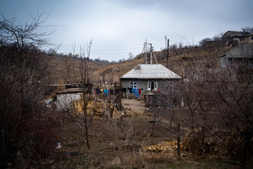 Poor village in Romania, Europe countryside. People life in Romania