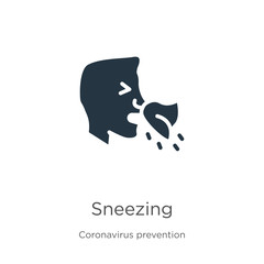 Sneezing icon vector. Trendy flat sneezing icon from Coronavirus Prevention collection isolated on white background. Vector illustration can be used for web and mobile graphic design, logo, eps10