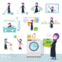 flat type mask Arab women_housekeeping