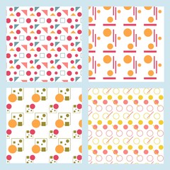 Geometric Shape on White Seamless Pattern Set