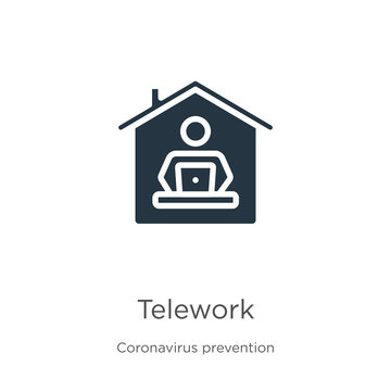 Telework icon vector. Trendy flat telework icon from Coronavirus Prevention collection isolated on white background. Vector illustration can be used for web and mobile graphic design, logo, eps10
