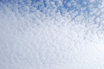 
delicate patterns of white clouds in the blue sky