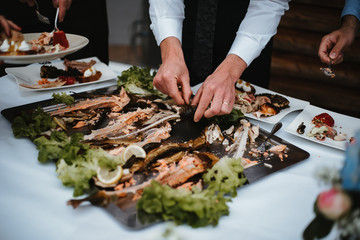 photo of a fish family dinner in the house