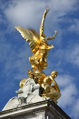 Gilded Winged Victory at the top of the Victoria Memorial, London.