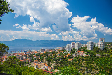 Fototapeta na wymiar View over the town and harbour in Rijeka in Croatia