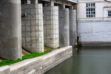 Fototapeta premium a dam at a hydroelectric power station, a building that produces electricity.