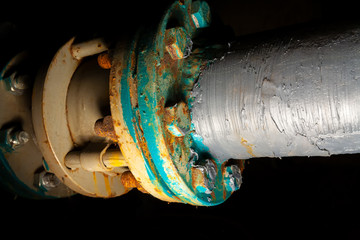 Basement of a residential building. Industrial pipeline. Repair of the drinking water supply...
