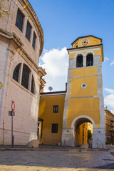 The yellow bell tower of Rijeka,  Croatia