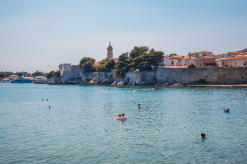 Picturesque coastline in Krk town on the island Krk., Croatia