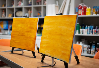 Prepared Canvases in an art room