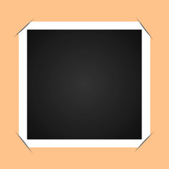 White frame with a black middle, with tucked corners in a beige background. Vector illustration. Stock Photo