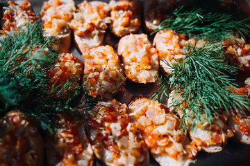 Obraz na płótnie Canvas photo of small served sea food appetizers