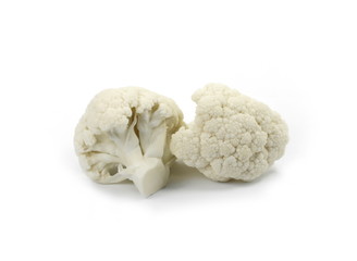 Fresh cauliflower cabbage vegetable on white background.