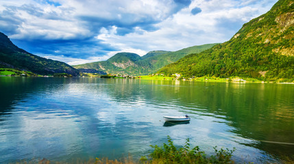 Fototapeta premium Panoramic view of Sognefjord, one of the most beautiful fjords in Norway